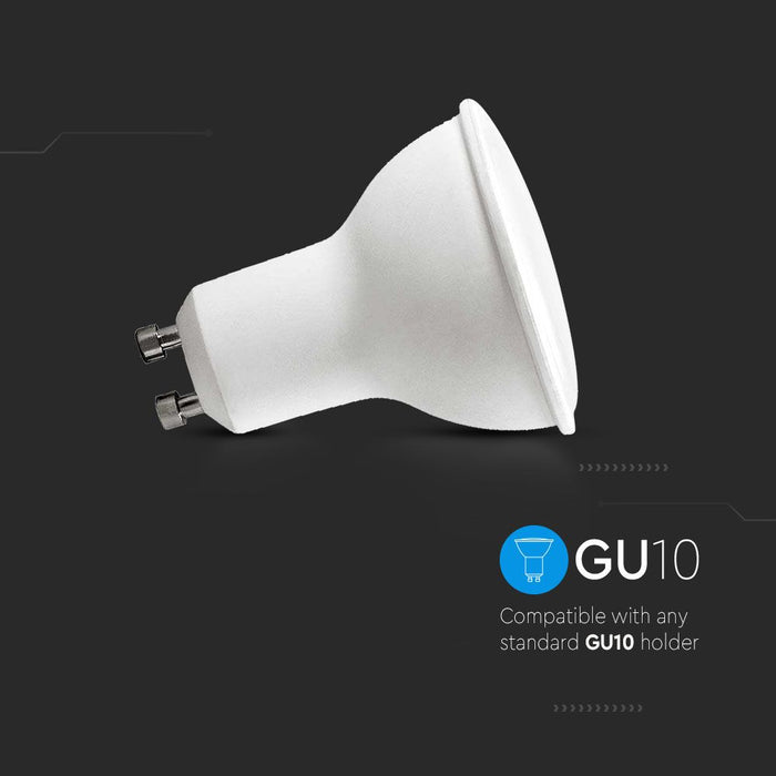 (Lot de 60) Spotlight LED en plastique blanc VT-2225 4,5W SMD - Couverture laiteuse 4000K GU10 110° 6 pièces/paquet