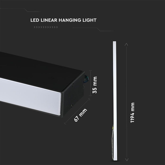 (Lot de 12) Suspension linéaire LED 40W VT-7-40 avec puce Samsung 4000K corps noir