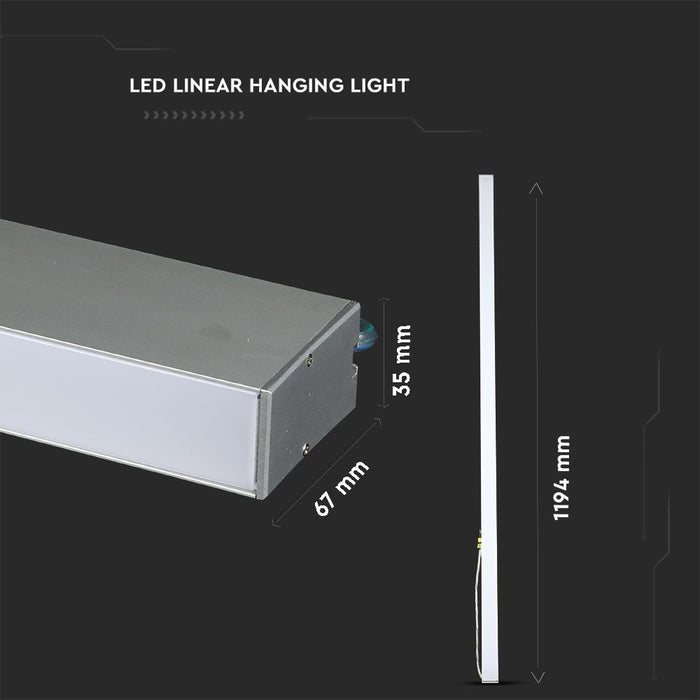 (Lot de 12) Suspension Linéaire LED 40W VT-7-40 - Puce Samsung 4000K Corps Argenté