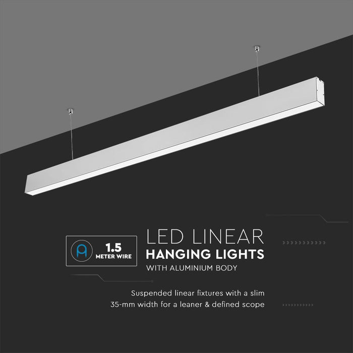 (Lot de 12) Suspension Linéaire LED 40W VT-7-40 - Puce Samsung 4000K Corps Argenté