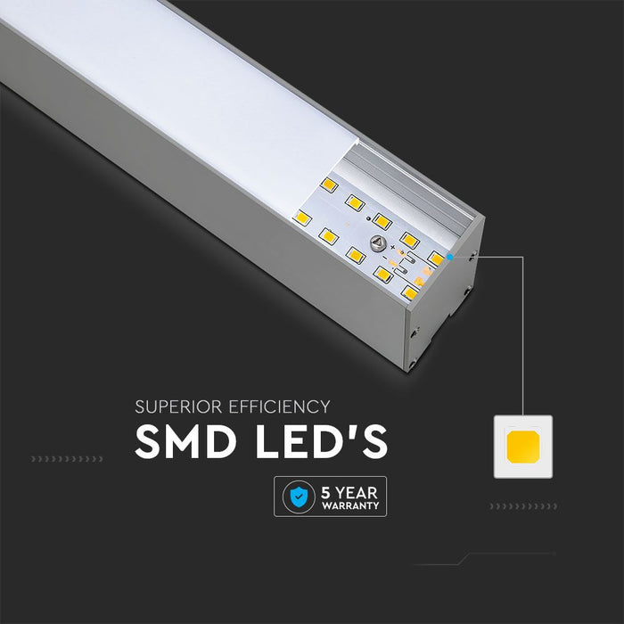 (Lot de 12) Suspension Linéaire LED 40W VT-7-40 - Puce Samsung 4000K Corps Argenté