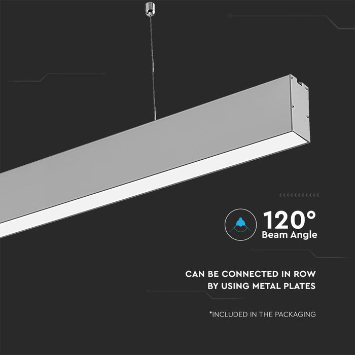 (Lot de 12) Suspension Linéaire LED 40W VT-7-40 - Puce Samsung 4000K Corps Argenté