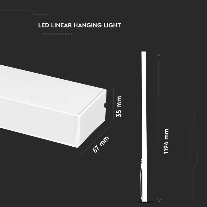 (Lot de 12) Suspension linéaire LED 40W VT-7-40 avec puce Samsung 4000K corps blanc