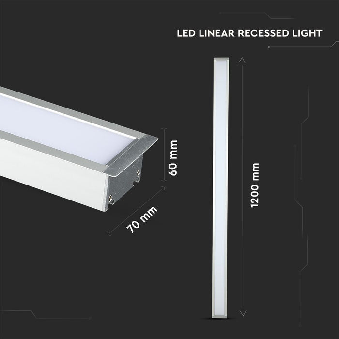 (Lot de 9) Luminaire encastré linéaire LED 40W VT-7-41 puce Samsung 4000K 5 ans de garantie corps argenté