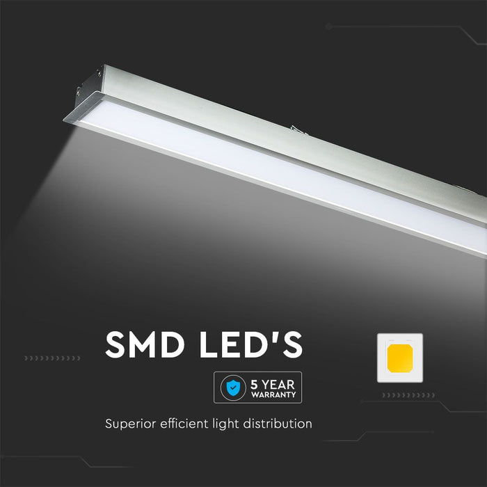 (Lot de 9) Luminaire encastré linéaire LED 40W VT-7-41 puce Samsung 4000K 5 ans de garantie corps argenté