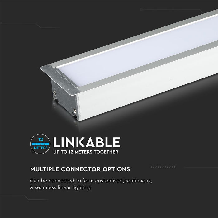 (Lot de 9) Luminaire encastré linéaire LED 40W VT-7-41 puce Samsung 4000K 5 ans de garantie corps argenté