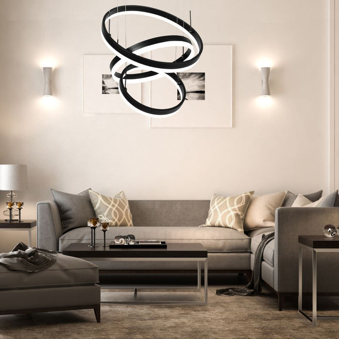 Chandelier LED 86W Lumière Douce 3000K Dimmable Noir