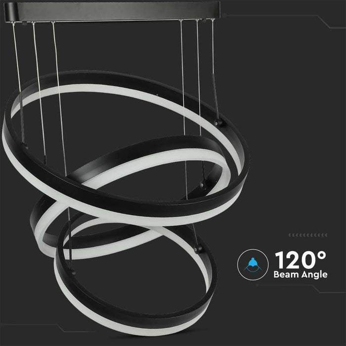 Chandelier LED 86W Lumière Douce 3000K Dimmable Noir