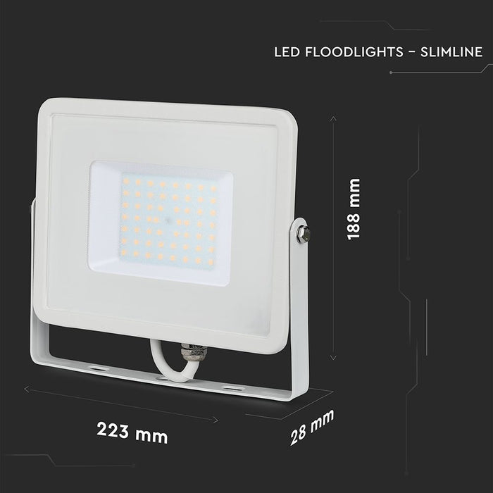 (Lot de 8) Projecteur LED 50W SMD VT-50 avec puce Samsung 4000K Corps Blanc