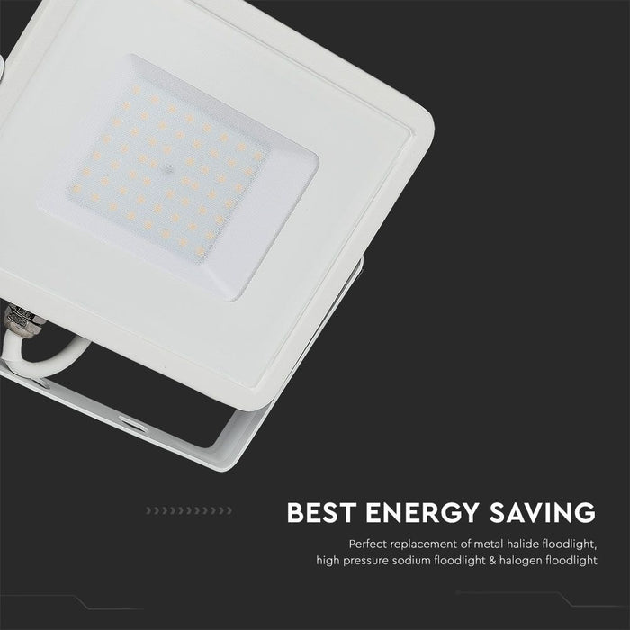 (Lot de 8) Projecteur LED 50W SMD VT-50 avec puce Samsung 4000K Corps Blanc