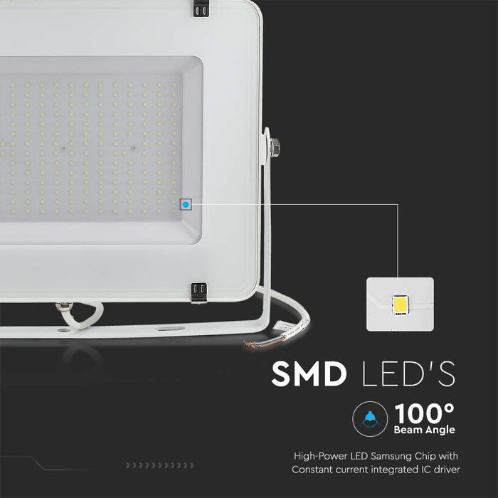 (Lot de 2) Projecteur LED SMD VT-200 200W avec puce Samsung 4000K Corps Blanc