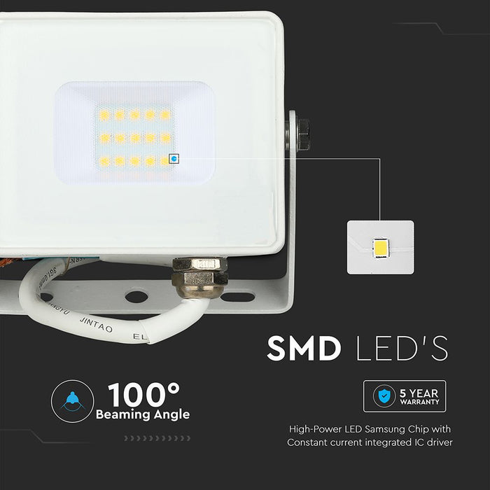 (Lot de 20) Projecteur LED 10W SMD avec puce Samsung 3000K Corps Blanc