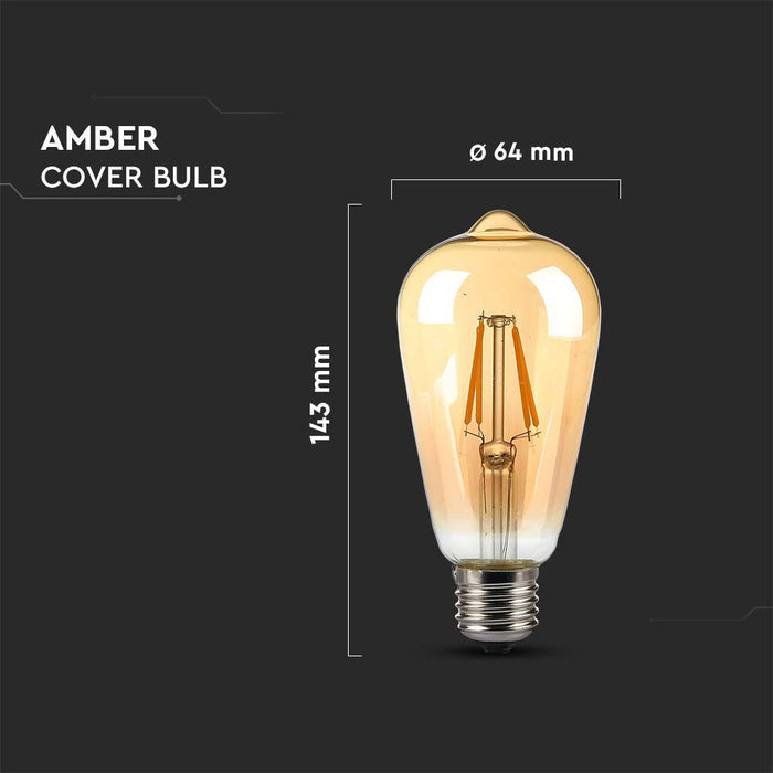 (Lot de 10) Ampoule LED filament ST64 4W avec couverture ambrée 2200K E27