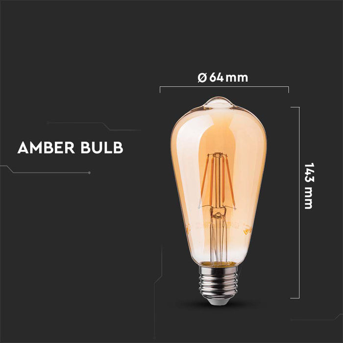 (Lot de 10) Ampoule LED filament ST64 6W avec couverture ambrée 2200K E27