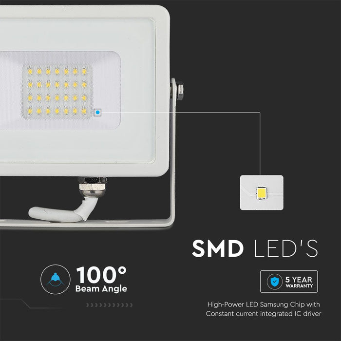 (Lot de 20) Projecteur LED 20W SMD Samsung Chip 3000K Corps Blanc