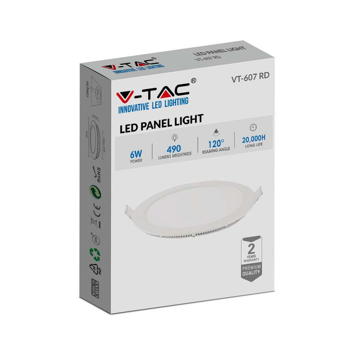 (Lot de 40) Panneau LED Premium 6W VT-607 3000K Rond