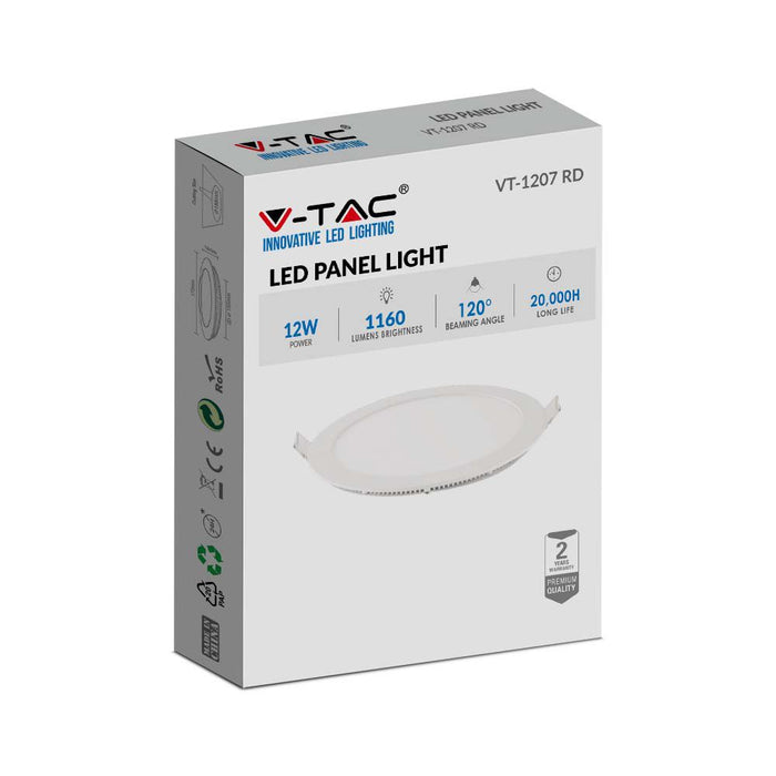 (Lot de 20) Panneau LED Premium 12W VT-1207 2700K Rond