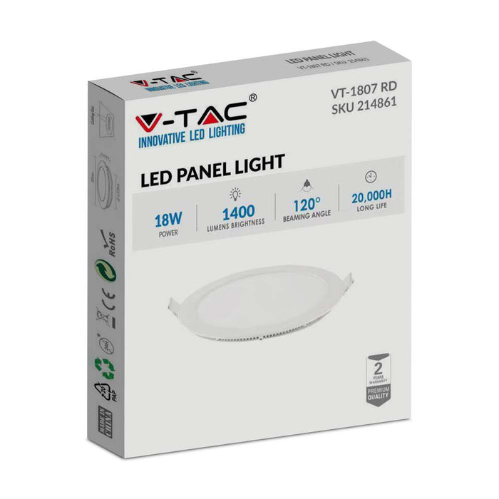 (Lot de 20) Panneau LED Premium 18W 4000K Rond