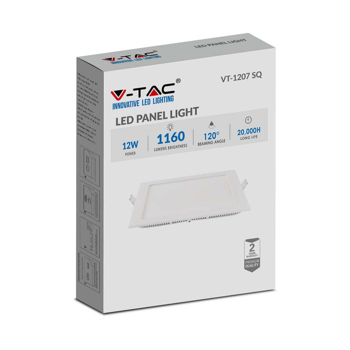 (Lot de 20) Panneau LED Premium 12W VT-1207 2700K Carré