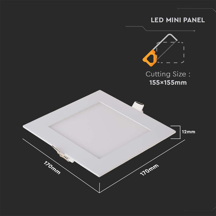 (Lot de 20) Panneau LED Premium 12W VT-1207 2700K Carré