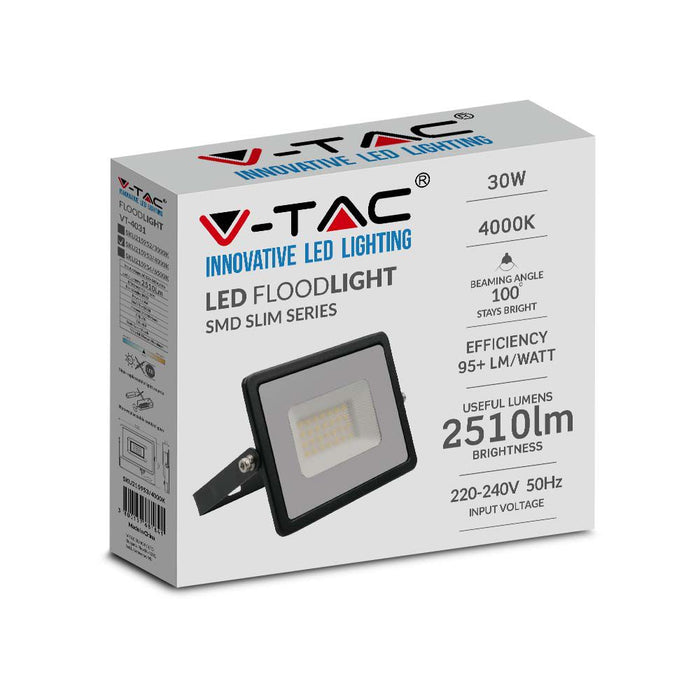 (Lot de 20) Projecteur LED SMD 30W VT-4031 6500K Corps Noir