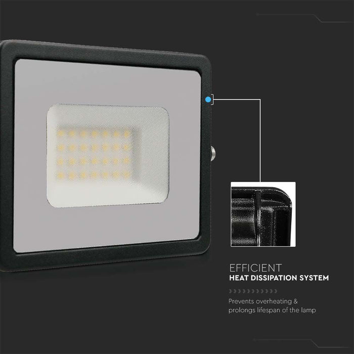 (Lot de 20) Projecteur LED SMD 30W VT-4031 6500K Corps Noir