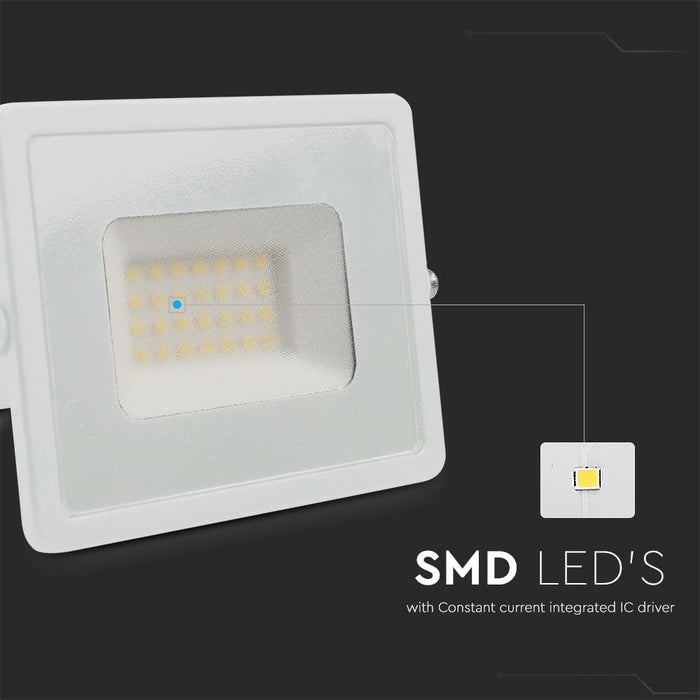 (Lot de 20) Projecteur LED SMD 30W VT-4031 Corps Blanc 4000K