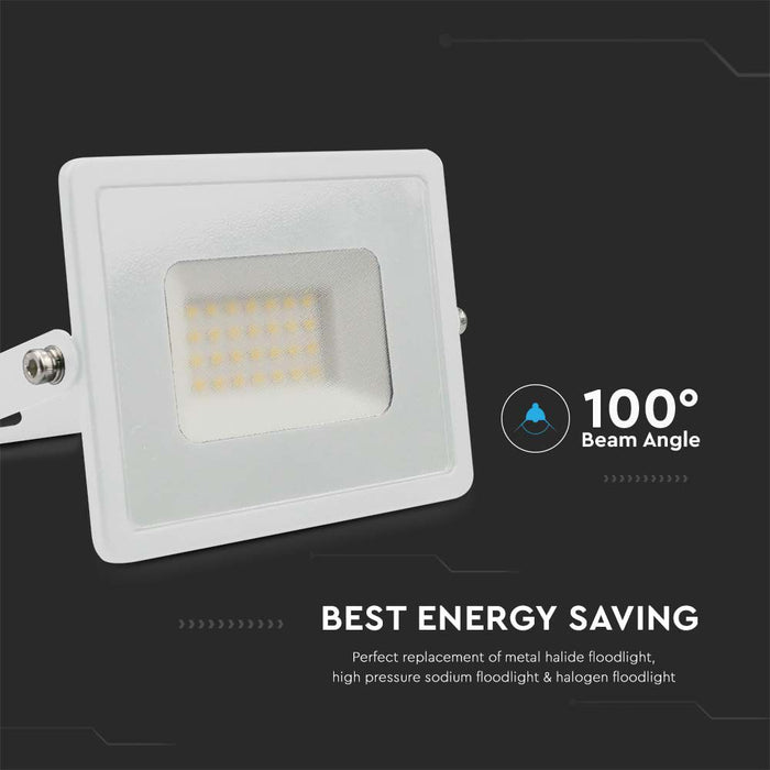 (Lot de 20) Projecteur LED SMD 30W VT-4031 Corps Blanc 4000K