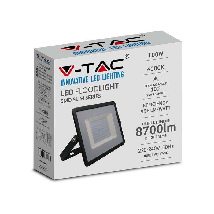 (Lot de 10) Projecteur LED SMD 100W 4000K Corps Noir