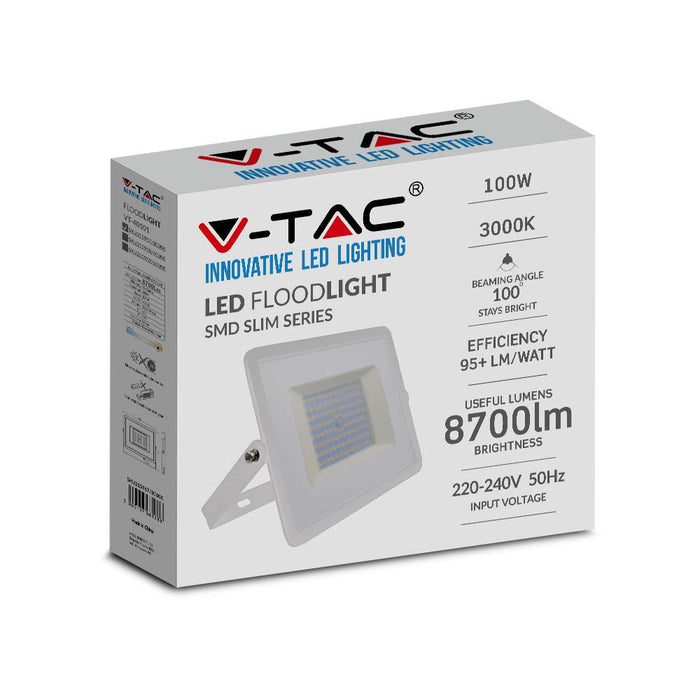 (Lot de 10) Projecteur LED SMD 100W VT-40101 Blanc Chaud 3000K