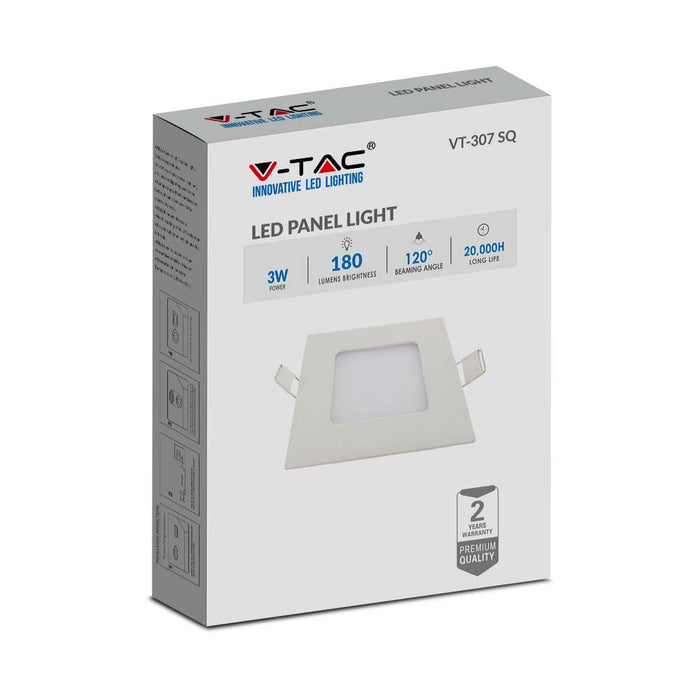 (Lot de 50) Panneau LED 3W VT-307 avec driver EMC 4000K carré