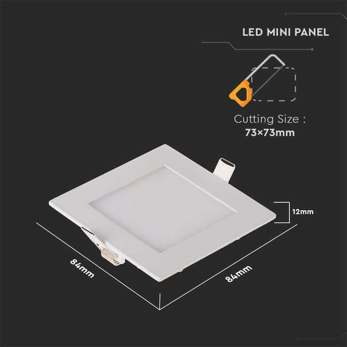 (Lot de 50) Panneau LED 3W VT-307 avec driver EMC 4000K carré