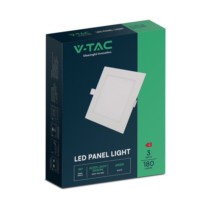 (Lot de 50) Panneau LED 3W VT-307 Carré 6400K