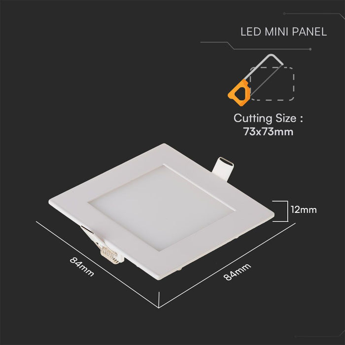 (Lot de 50) Panneau LED 3W VT-307 Carré 6400K