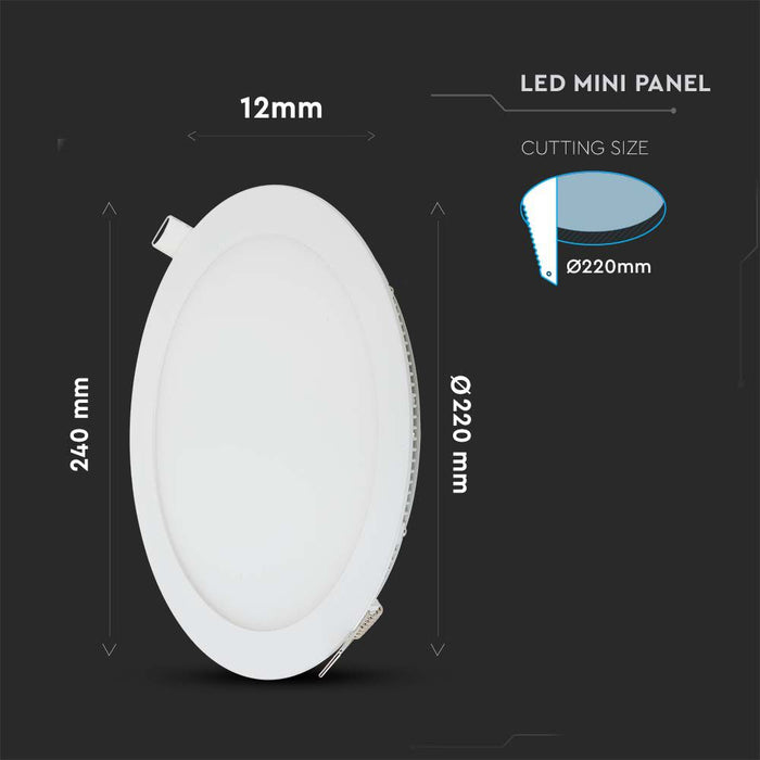 (Lot de 20) Panneau LED Slim 22W VT-2207 4000K Rond