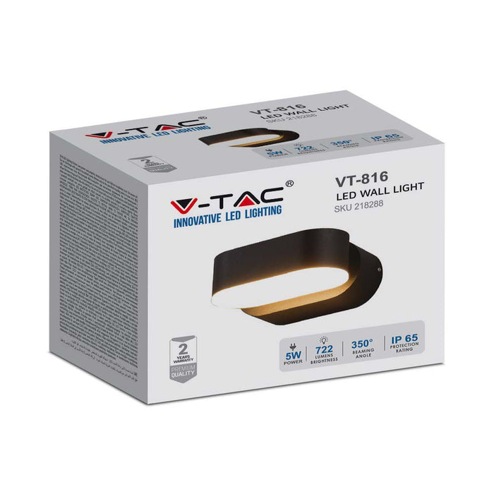 (Lot de 20) Applique Murale LED 5W VT-816 3000K Corps Noir