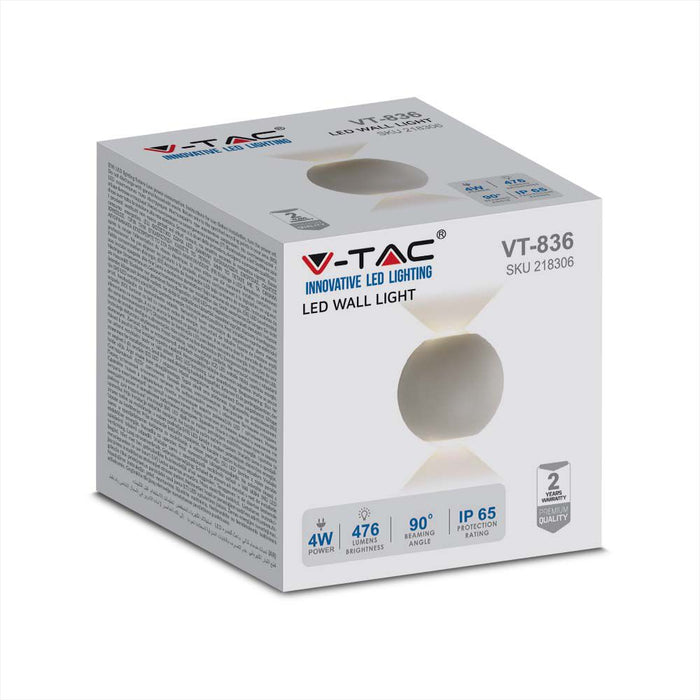 (Lot de 20) Applique Murale LED 4W VT-836 4000K Corps Gris