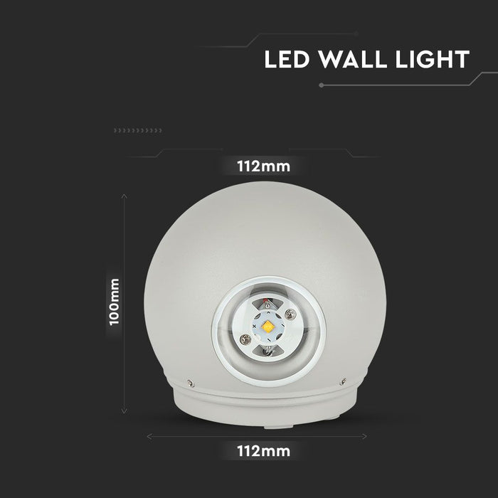 (Lot de 20) Applique Murale LED 4W VT-836 4000K Corps Gris