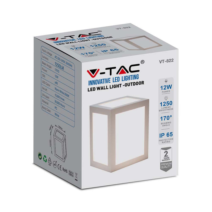 (Lot de 20) Applique Murale LED 12W VT-822 Blanc Chaud
