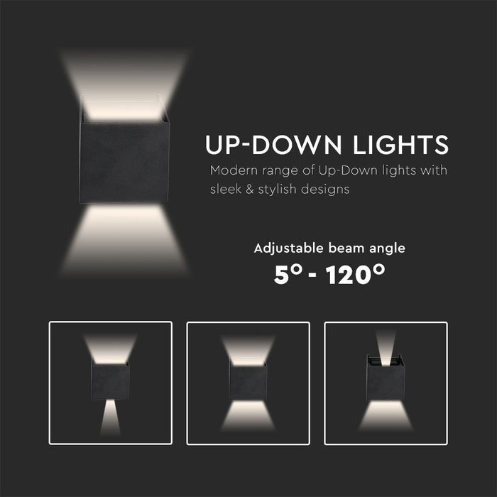 (Lot de 20) Applique Murale LED 11W VT-759-12 Bridgelux Chip 3000K Noir Carré