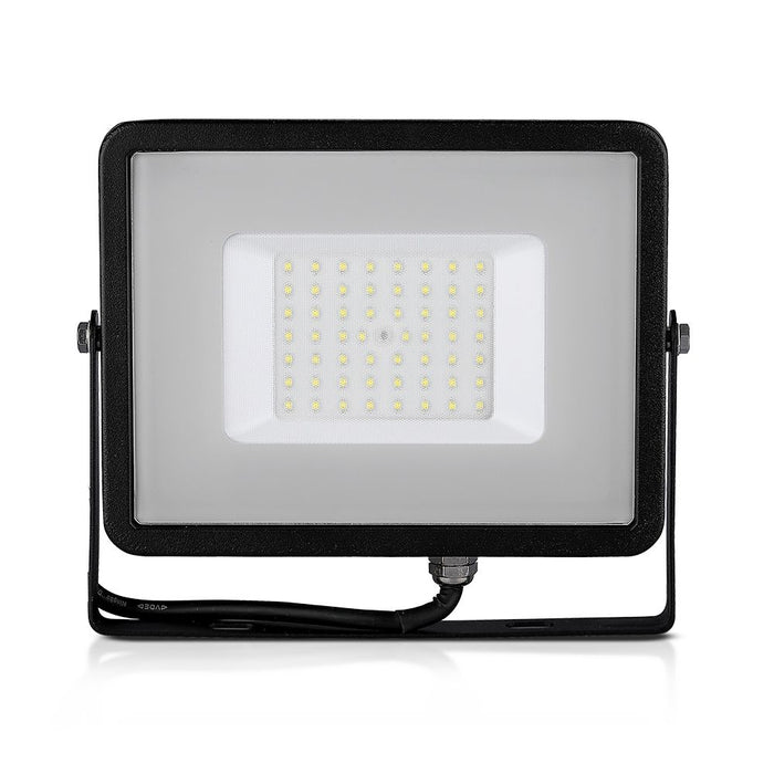 (Lot de 8) Projecteur LED 50W SMD VT-50-1 avec puce Samsung, câble de 1m, 4000K, corps noir et verre gris