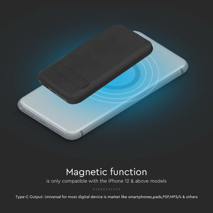 (Lot de 40) Batterie Externe Magnétique sans Fil 10000mAh avec Anneau Métallique - Noir