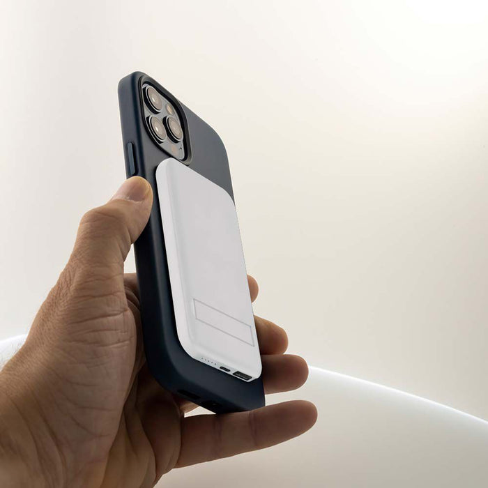 (Lot de 40) Batterie Externe Magnétique sans Fil 10000mAh avec Anneau Métallique - Blanc