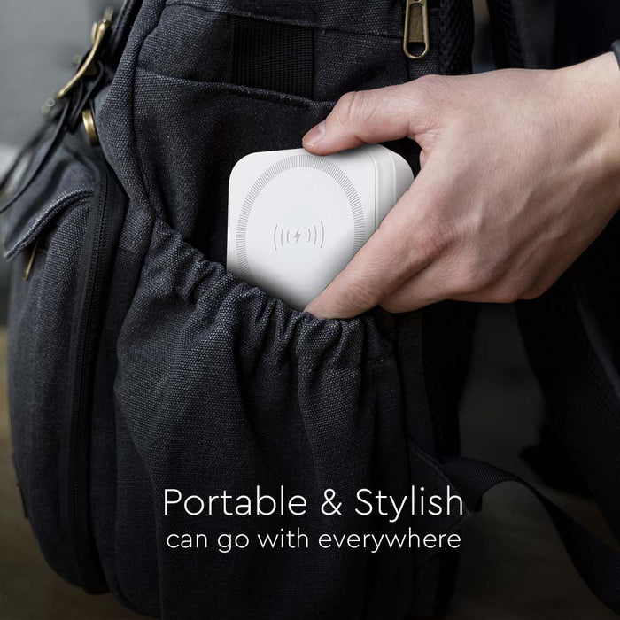 (Lot de 40) Batterie Externe Magnétique sans Fil 10000mAh avec Anneau Métallique - Blanc