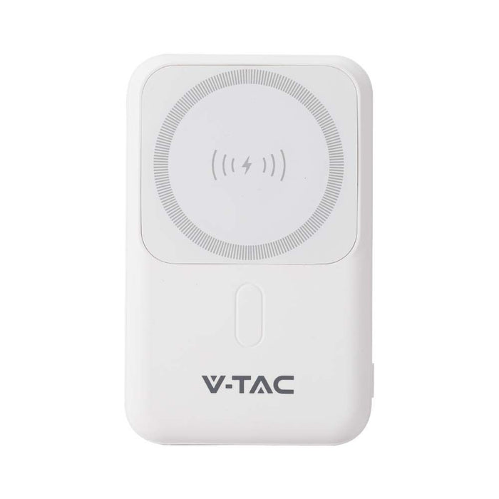 (Lot de 40) Batterie Externe Magnétique sans Fil 10000mAh avec Anneau Métallique - Blanc
