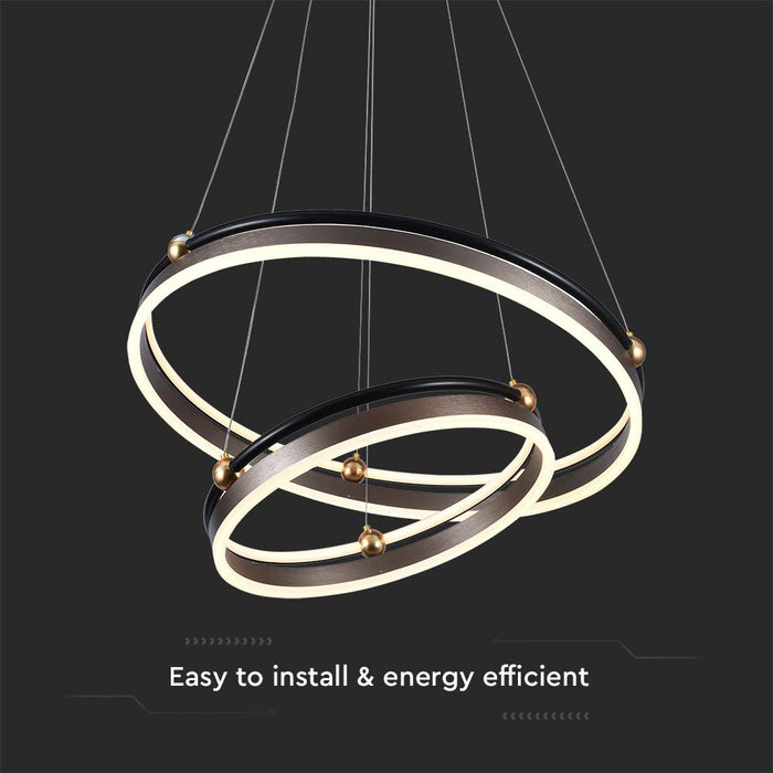 (Lot de 10) Suspension LED 50W Double Anneau 3000K Corps Café