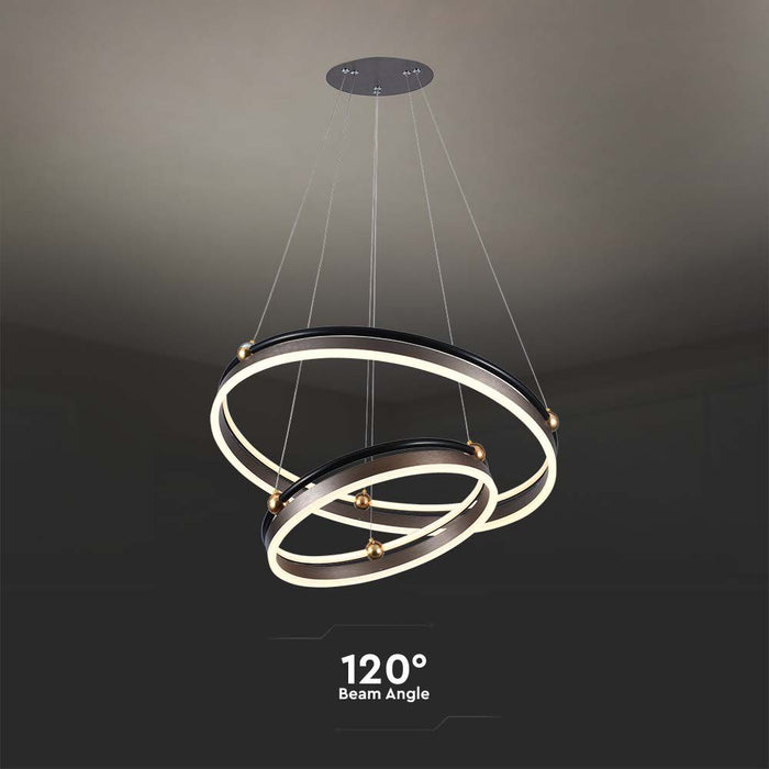 (Lot de 10) Suspension LED 50W Double Anneau 3000K Corps Café