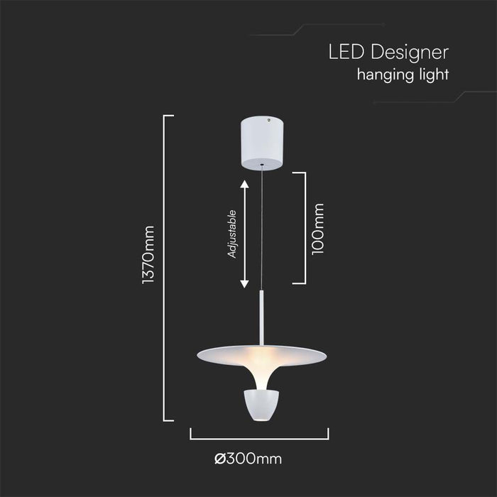 (Lot de 5) Suspension LED 9W VT-7532M 30x320x100cm Blanc Pur 3000K