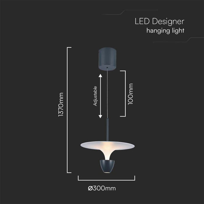 (Lot de 5) Suspension LED 9W VT-7532M 30x320x100cm Blanc Chaud Corps Blanc et Gris