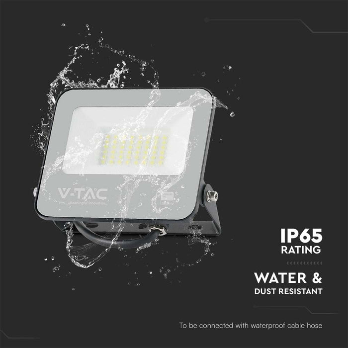 (Lot de 20) Projecteur LED 30W VT-44033 Samsung Chip 1M Fil 3000K Corps Noir Verre Gris 135LM/W